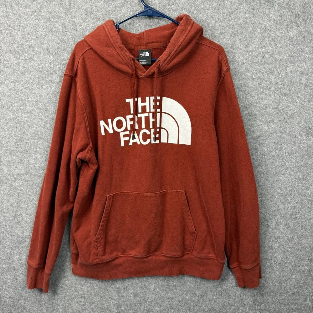 The North Face Mens‎ Large Half Dome Pullover Hoodie Burnt Orange Rust Logo